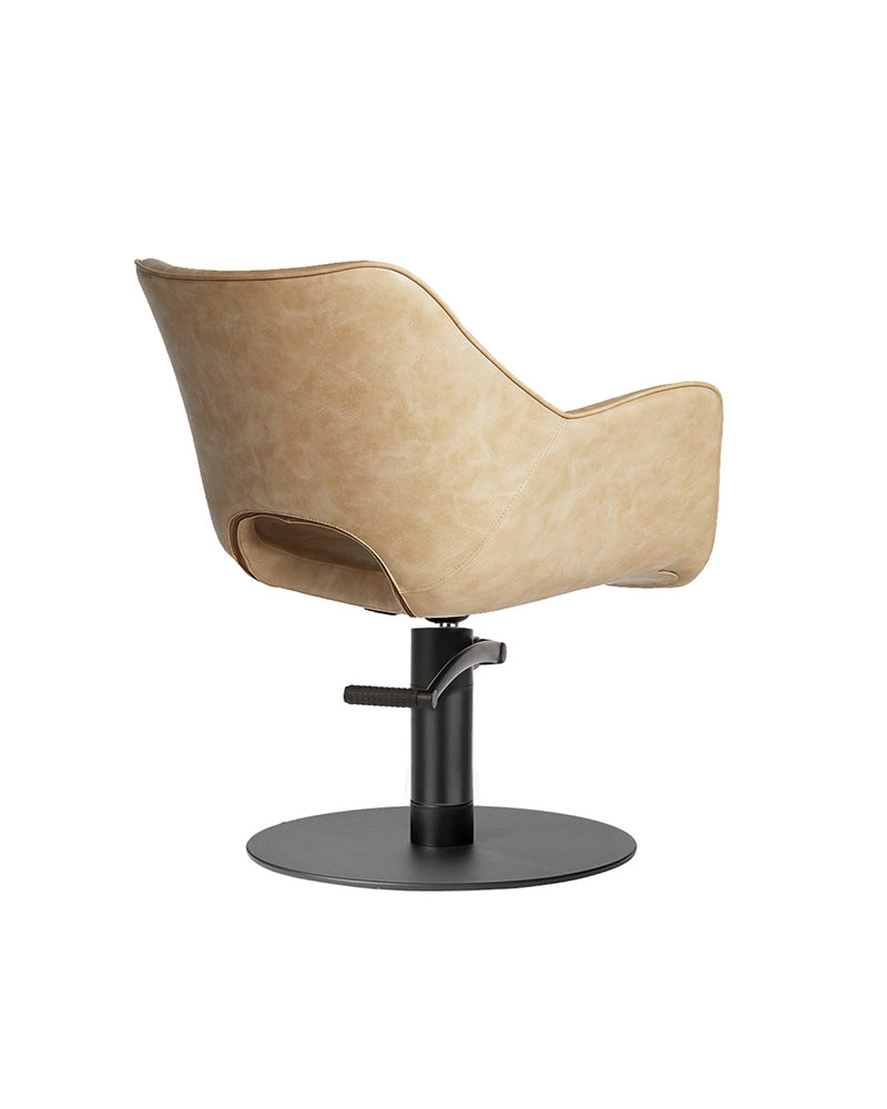 Chloe Sand - Beige hairdressing chair - Black round base